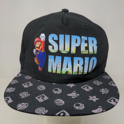 Super Mario Boy's Snapback Hat Black OSFM Graphic Logo 2022 Adjustable