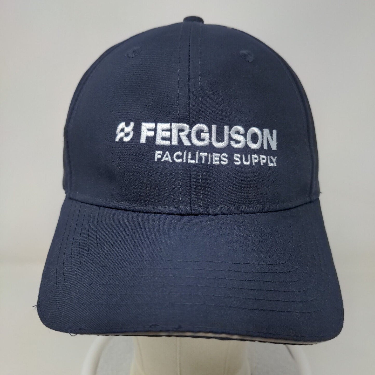 Adams Men's Strapback Hat Blue Embroidered Ferguson Facilities Supply Logo