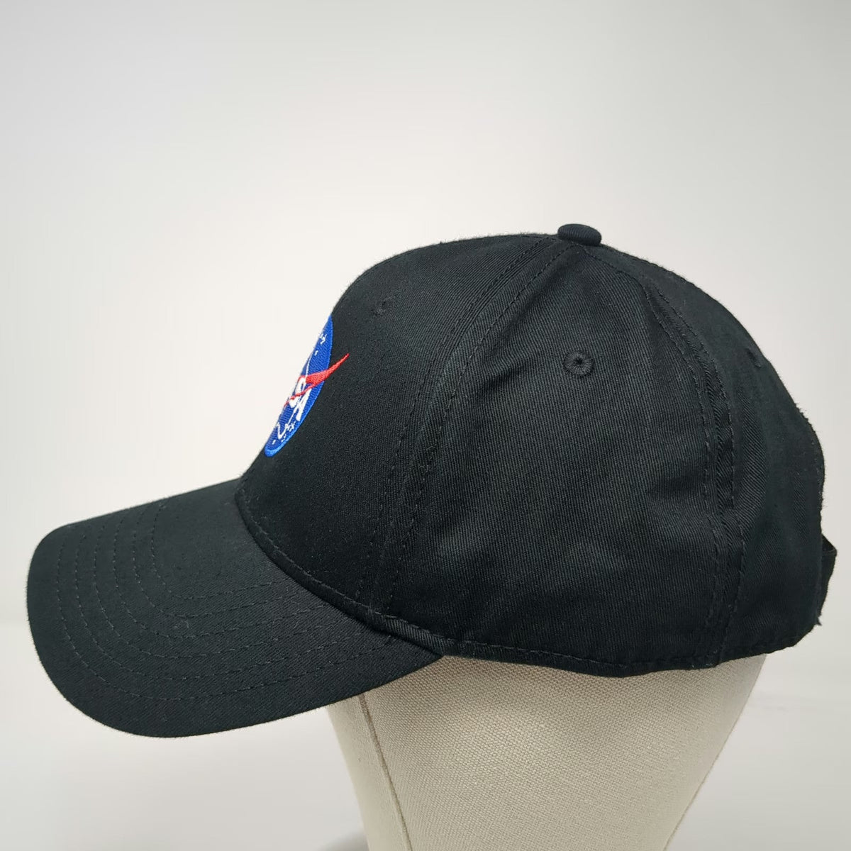 OTTO Baseball Cap Black One Size NASA Embroidered Logo Cotton Strapback Aero Hat
