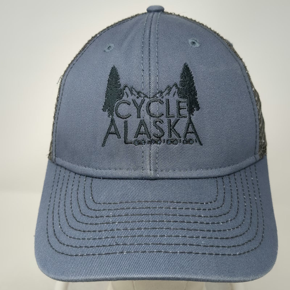 Ouray Sportswear Cycle Alaska Trucker Hat Blue One Size Snapback Mesh Juneau
