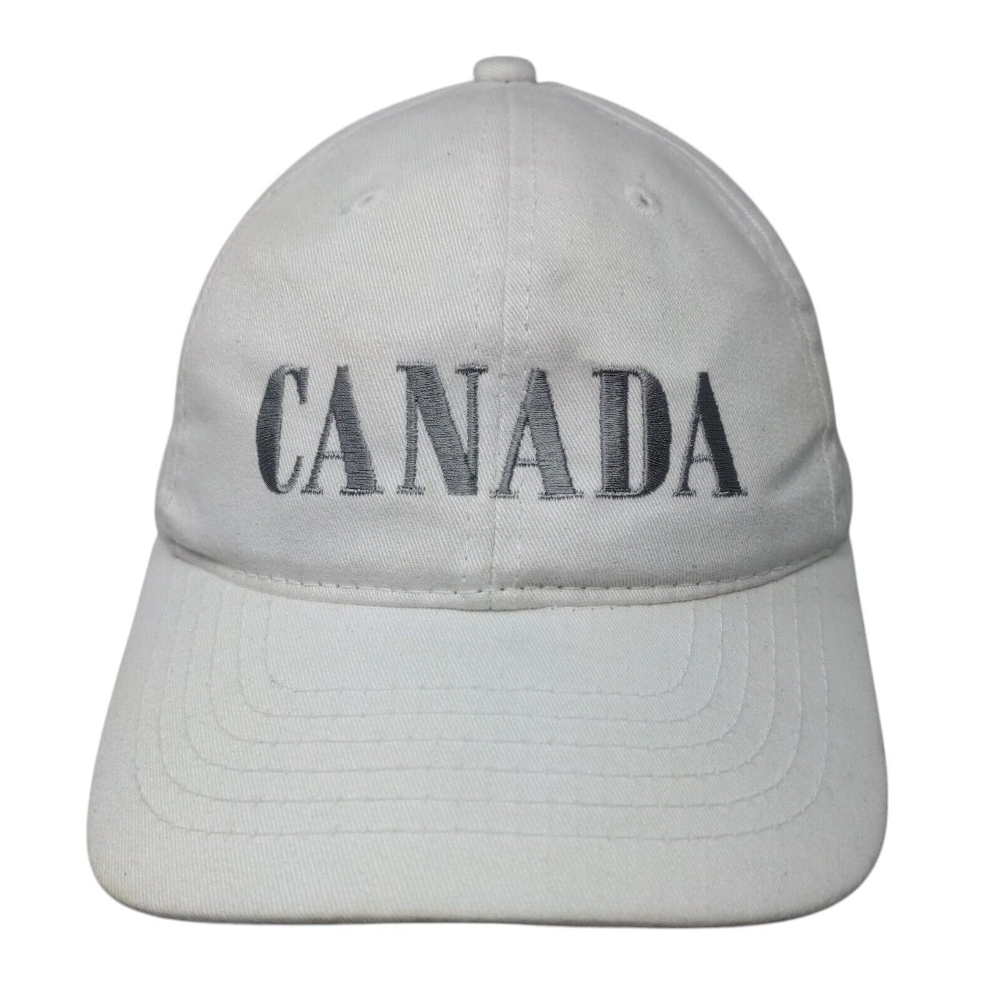 Canada Strapback Hat White OSFA Adjustable Embroidered 6 Panel Solid