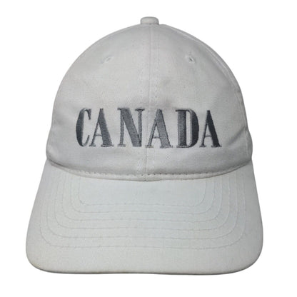 Canada Strapback Hat White OSFA Adjustable Embroidered 6 Panel Solid