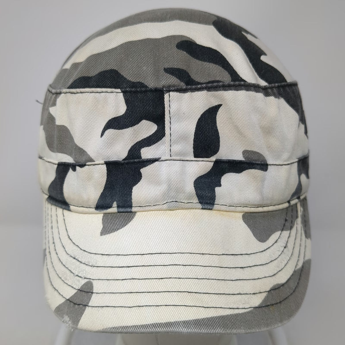 Dorfman Pacific Army Cap White Gray Black Camo One Size Distressed Strapback Hat