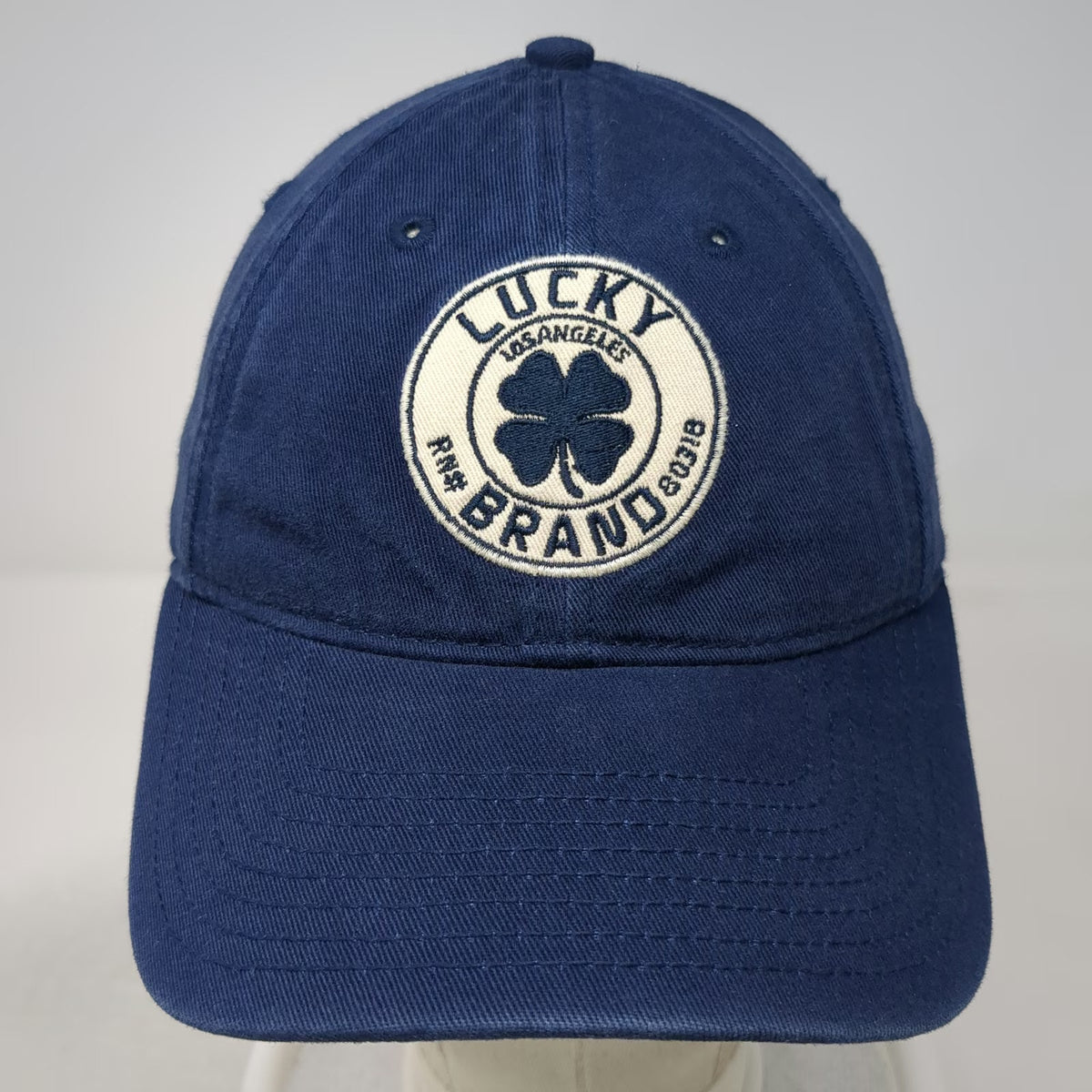 Lucky Brand Baseball Cap Blue OS Clover Patch Adjustable Cotton Slideback Hat