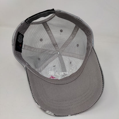 Lake Hair Don't Care Strapback Trucker Hat Gray OSFA Mesh Back Distressed