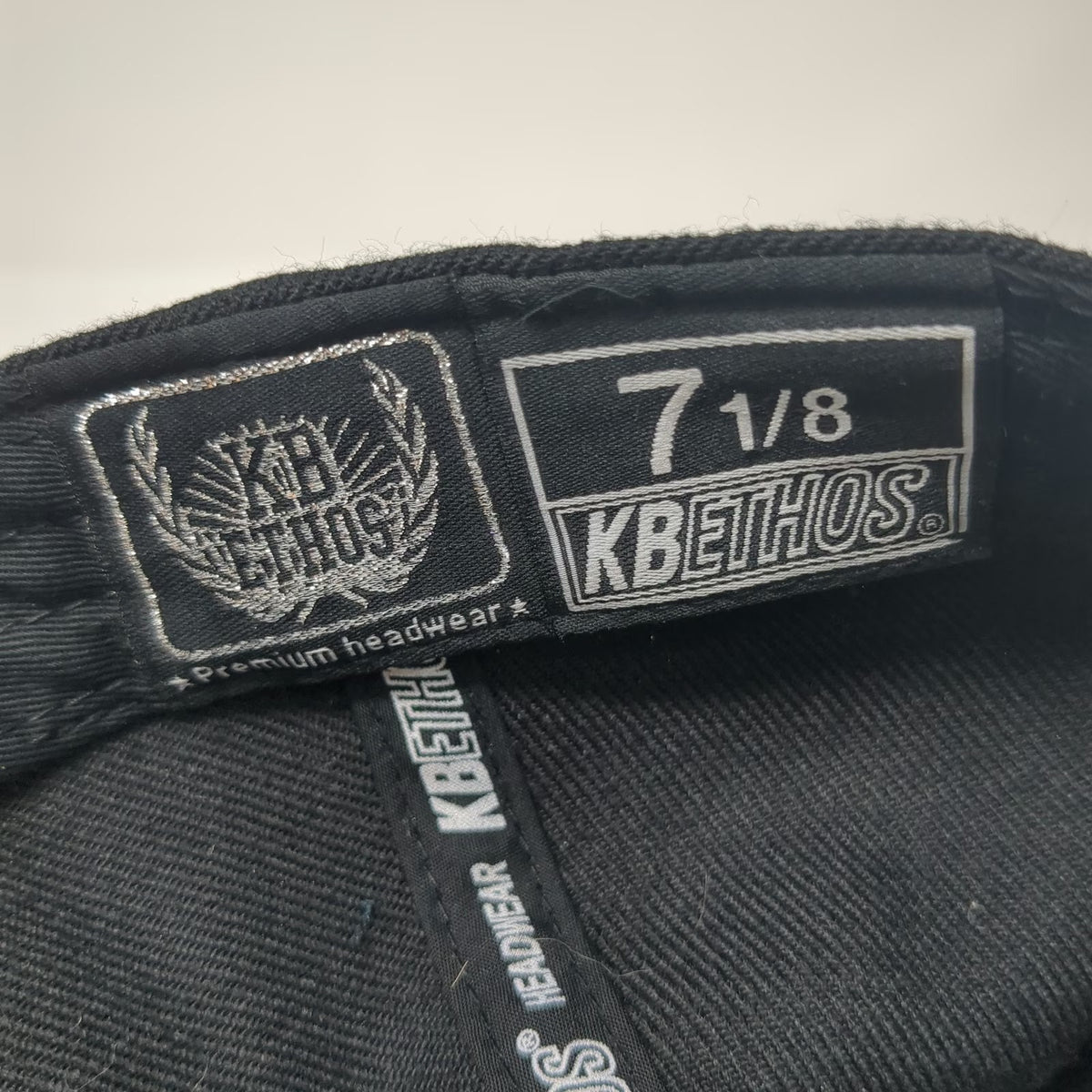KB Ethos Baseball Cap Black 7 1/8 JB Auto Glass Fitted Embroidered Logo Hat