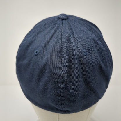 Volcom Fitted Hat Blue L/XL Flexfit Patch Logo Lightweight Vented Holes 6 Panel