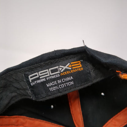 P90X3 Strapback Hat Black One Size Adjustable Embroidered 6 Panel Cotton