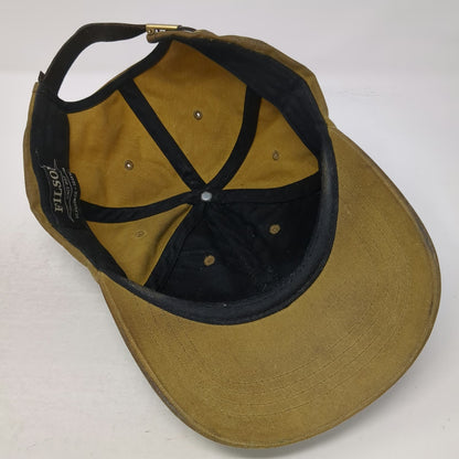 Filson Baseball Cap Brown One Size Waxed Cotton Leather Strap Adjustable Hat