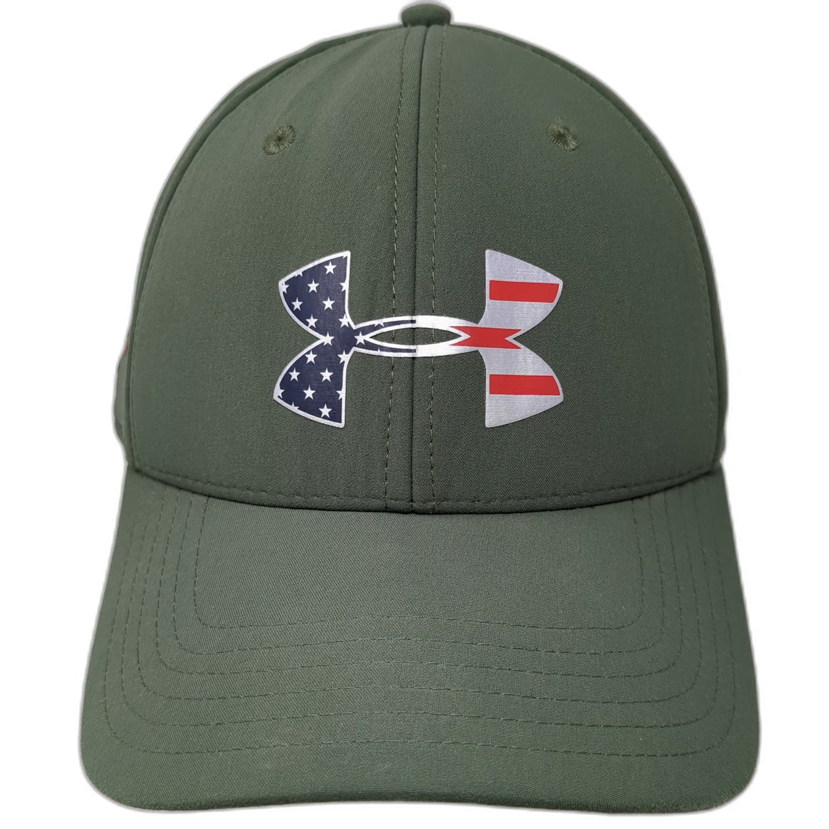 Under Armour Baseball Cap Green L American Flag Patriotic Fitted Performance Hat