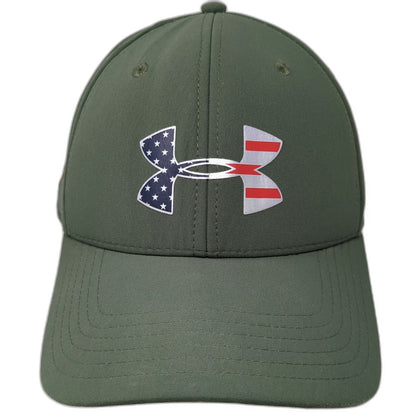Under Armour Baseball Cap Green L American Flag Patriotic Fitted Performance Hat