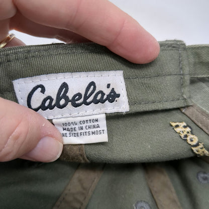 Cabela's Green Baseball Cap One Size Slideback Worlds Foremost Outfitter Fishing