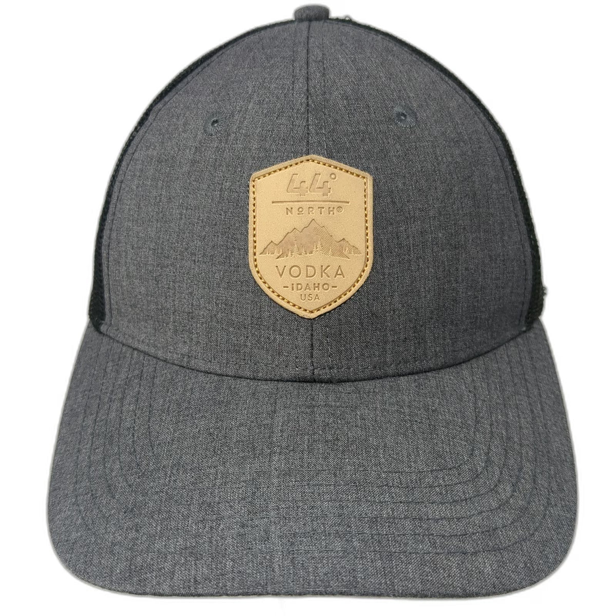 44 North Baseball Cap Gray One Size Mesh Back Leather Patch Idaho Vodka Hat
