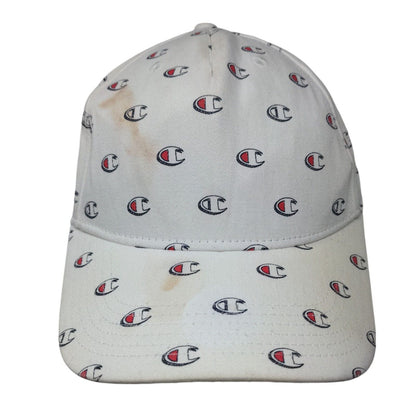 Champion Slideback Hat White OSFM Adjustable Graphic Logo Vented Holes