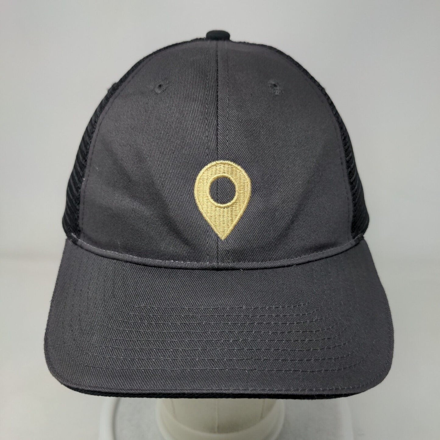 Location Pin Strapback Mesh Back Trucker Hat Gray One Size Colorblock