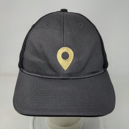 Location Pin Strapback Mesh Back Trucker Hat Gray One Size Colorblock