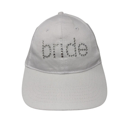 Rhinestone Bride Strapback Hat White OSFM Adjustable Vented Holes 6 Panel UMG