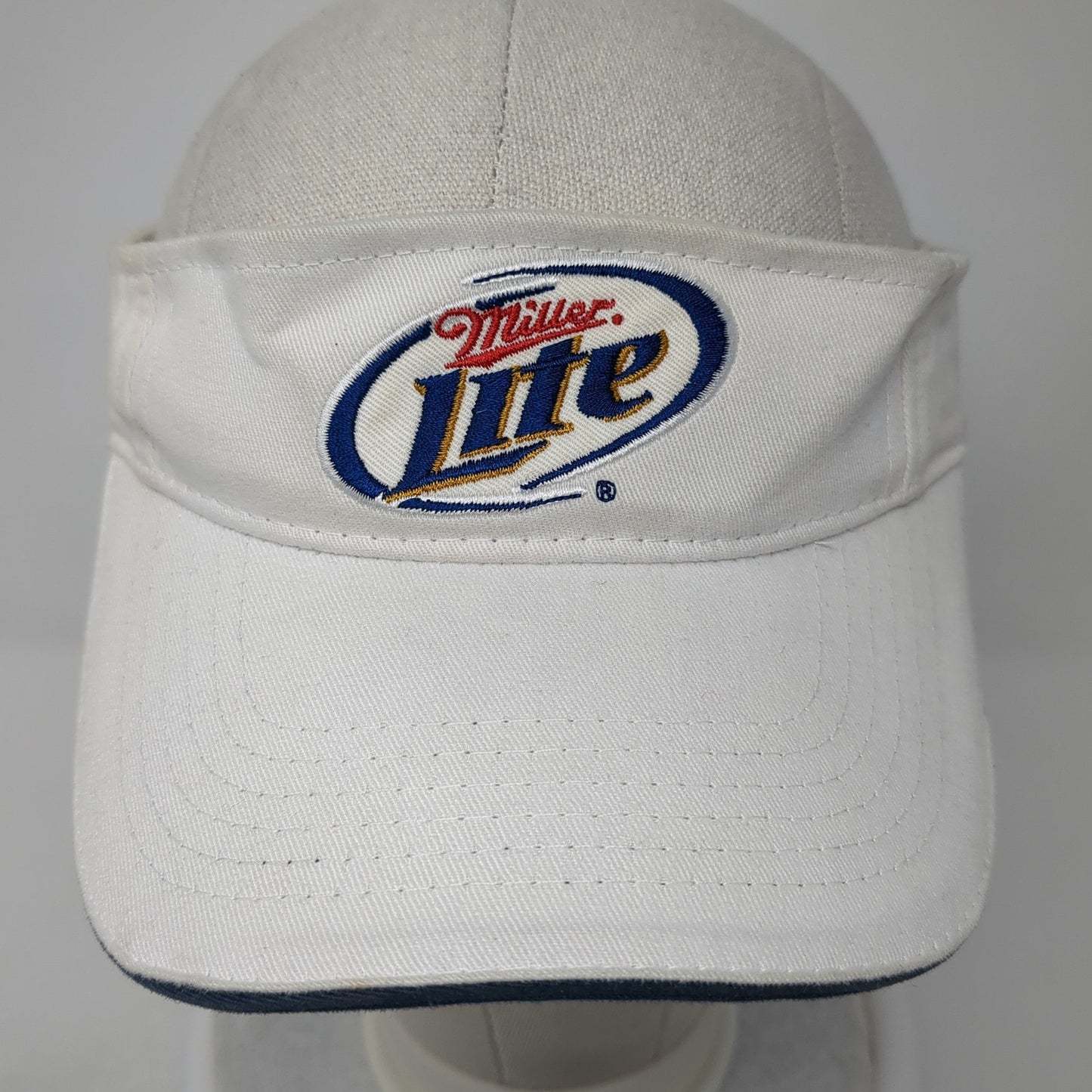 Miller Lite Sun Visor Hat White OS Adjustable Strap Lightweight Embroidered ACME