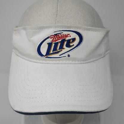Miller Lite Sun Visor Hat White OS Adjustable Strap Lightweight Embroidered ACME