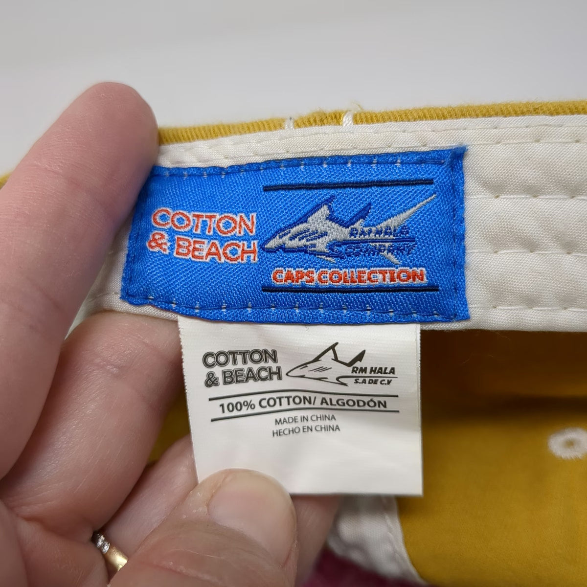 Cotton & Beach Baseball Cap Pink Blue Yellow One Size Riviera Maya Distressed