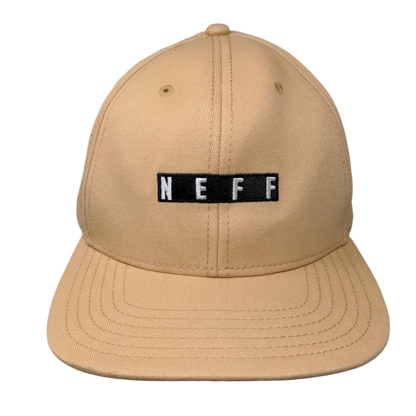 NEFF Snapback Hat Tan One Size Adjustable Embroidered Solid 6 Panel