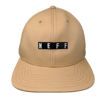 NEFF Snapback Hat Tan One Size Adjustable Embroidered Solid 6 Panel