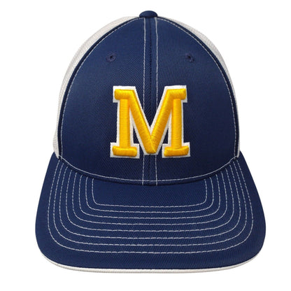 Letter M Fitted Trucker Hat Blue 6 7/8-7 3/8 Blue Embroidered Pacific Headwear