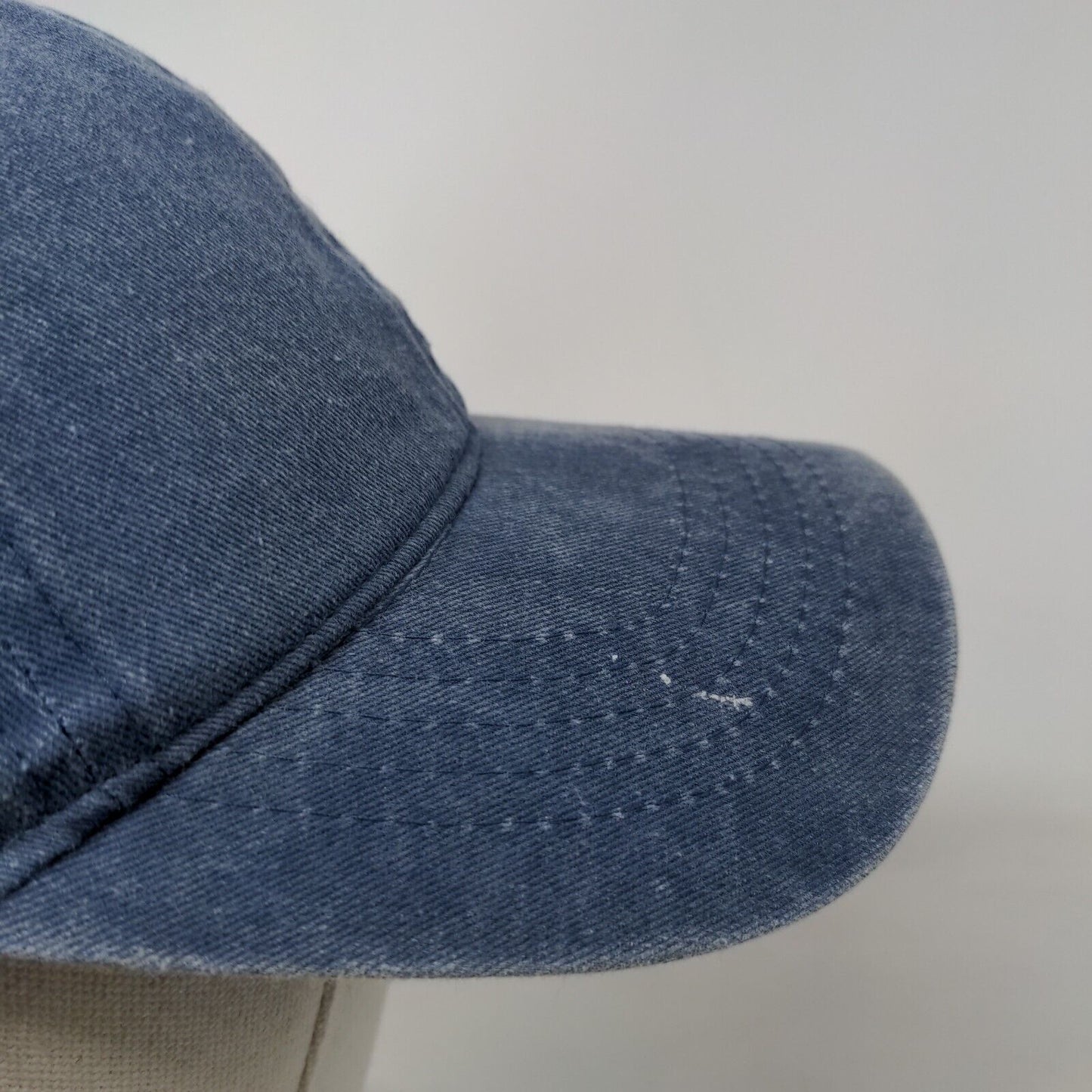 Unbranded Strapback Hat Blue OSFM Adjustable Denim Vented Holes 6 Panel Blank