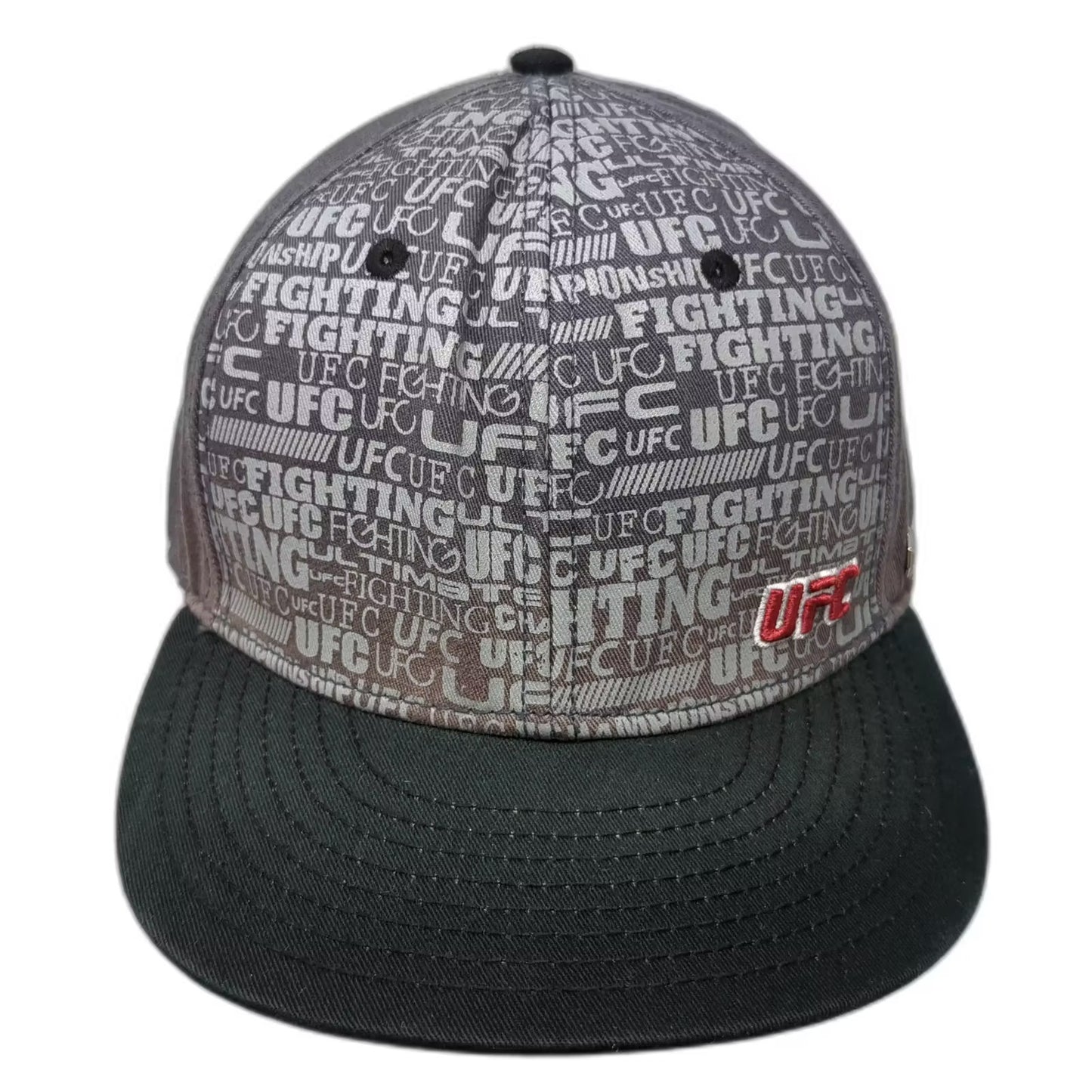 UFC Baseball Cap Gray Hat L Embroidered All Over Print Graphic Cotton Octagon