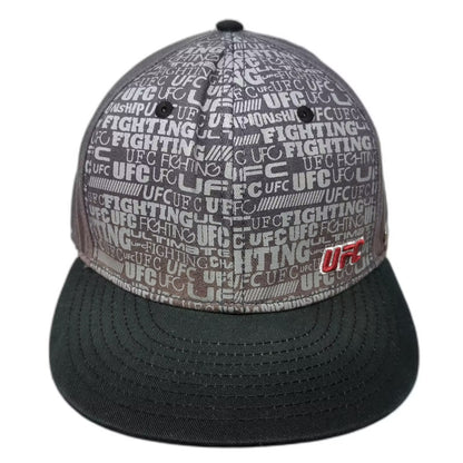 UFC Baseball Cap Gray Hat L Embroidered All Over Print Graphic Cotton Octagon
