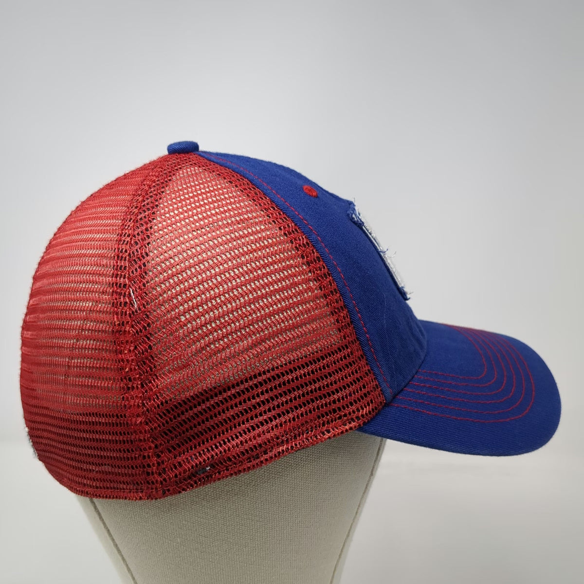 '47 New York Rangers NHL Cap Blue Red White L Mesh Stretch Fit Curved Brim Hat