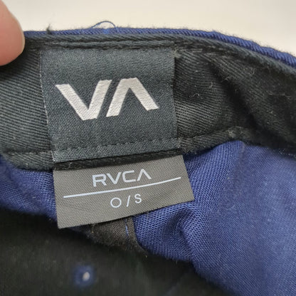 RVCA Snapback Hat Blue One Size 3D Embroidery Structured Cap Logo Surf Skate