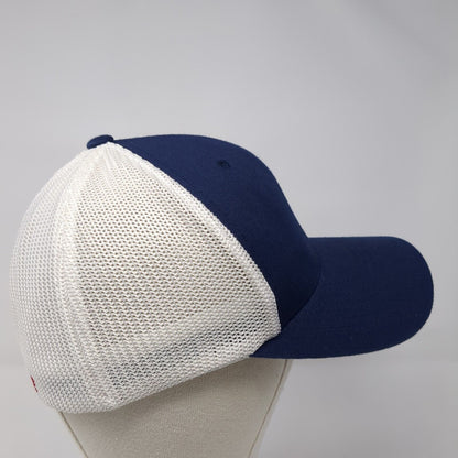 Roll Tribe Fitted Mesh Back Trucker Hat Blue S/M Embroidered Flexfit