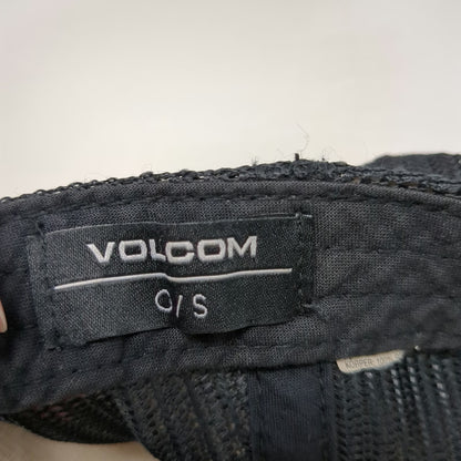 Volcom Trucker Hat Black One Size Skull Graphic Mesh Back Flat Brim Snapback