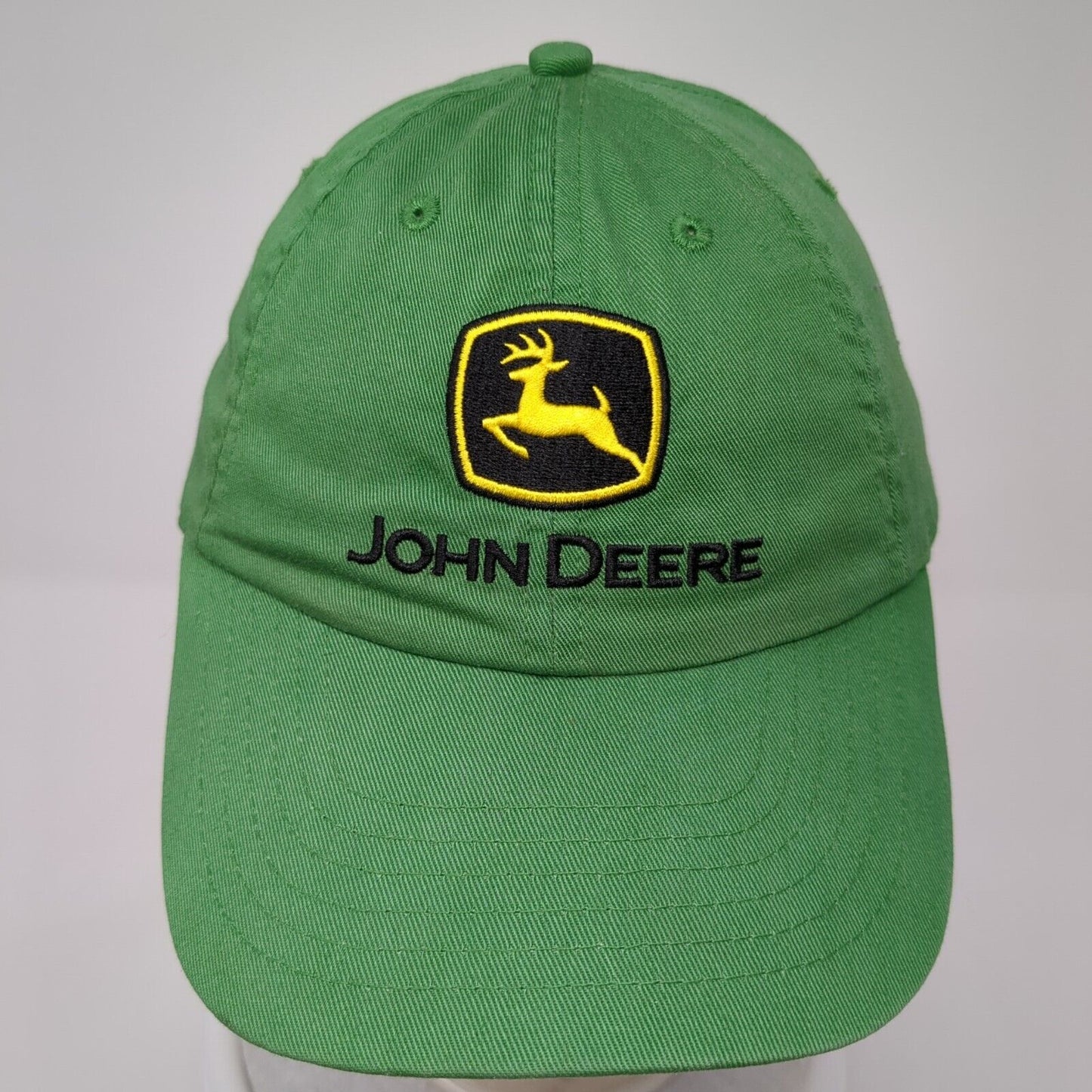 John Deere Strapback Hat Green One Size Adjustable Embroidered 6 Panel Cotton