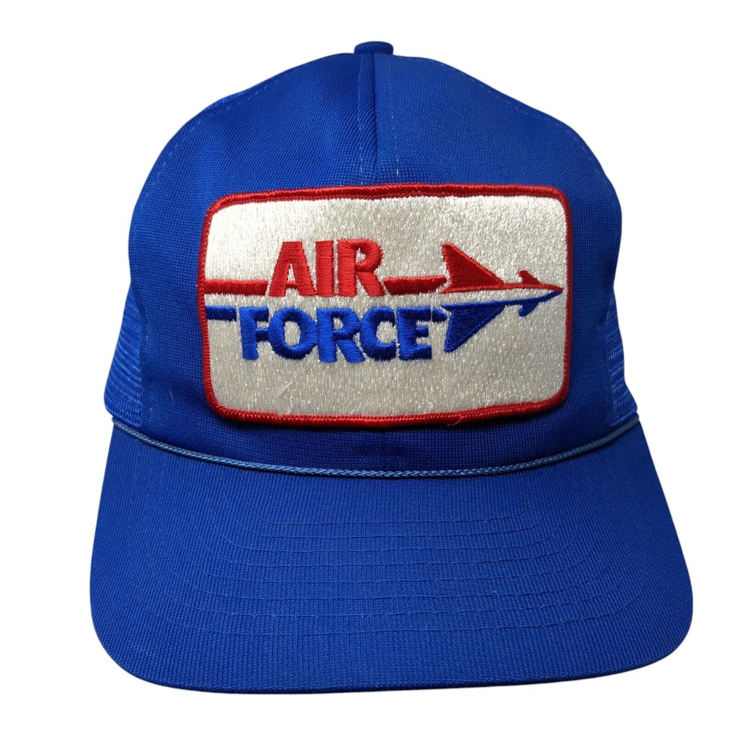 Air Force Patch Snapback Rope Trucker Hat Blue One Size Mesh Back