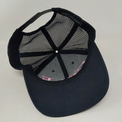 Golf Snapback Mesh Back Trucker Hat Black One Size Embroidered 6 Panel