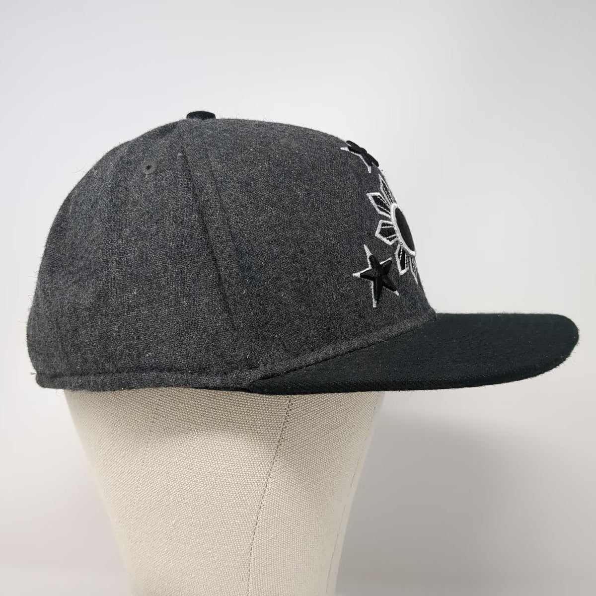 Flip Squad Snapback Hat Gray One Size Philippines Sun Stars 100% Wool Black PF