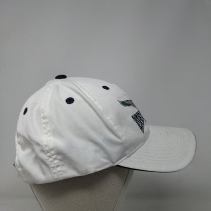 Mallard Strapback Hat White One Size Adjustable Embroidered Vented Holes 6 Panel