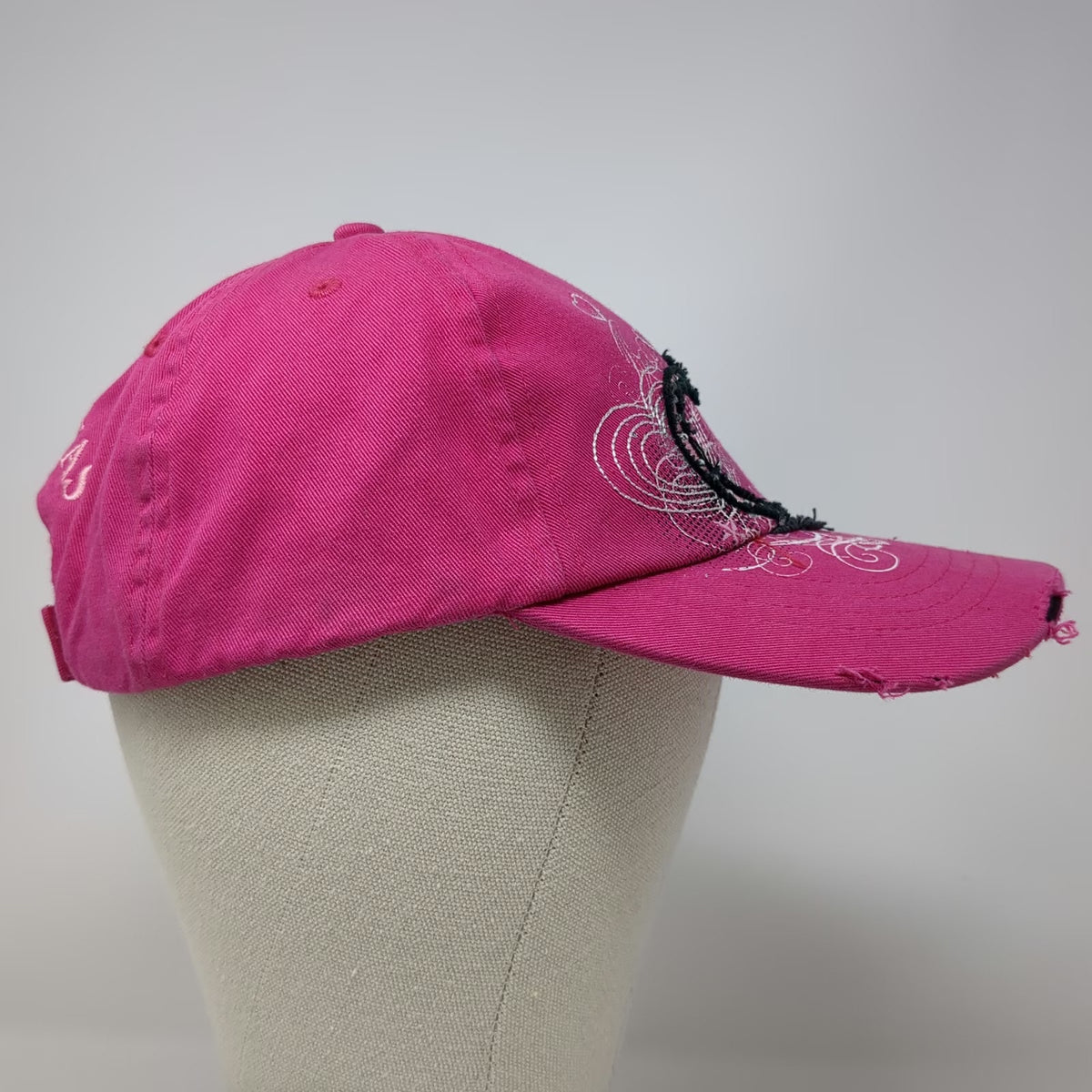 Baseball Cap Pink One Size Las Vegas Heart Distressed Rhinestone Strapback Hat