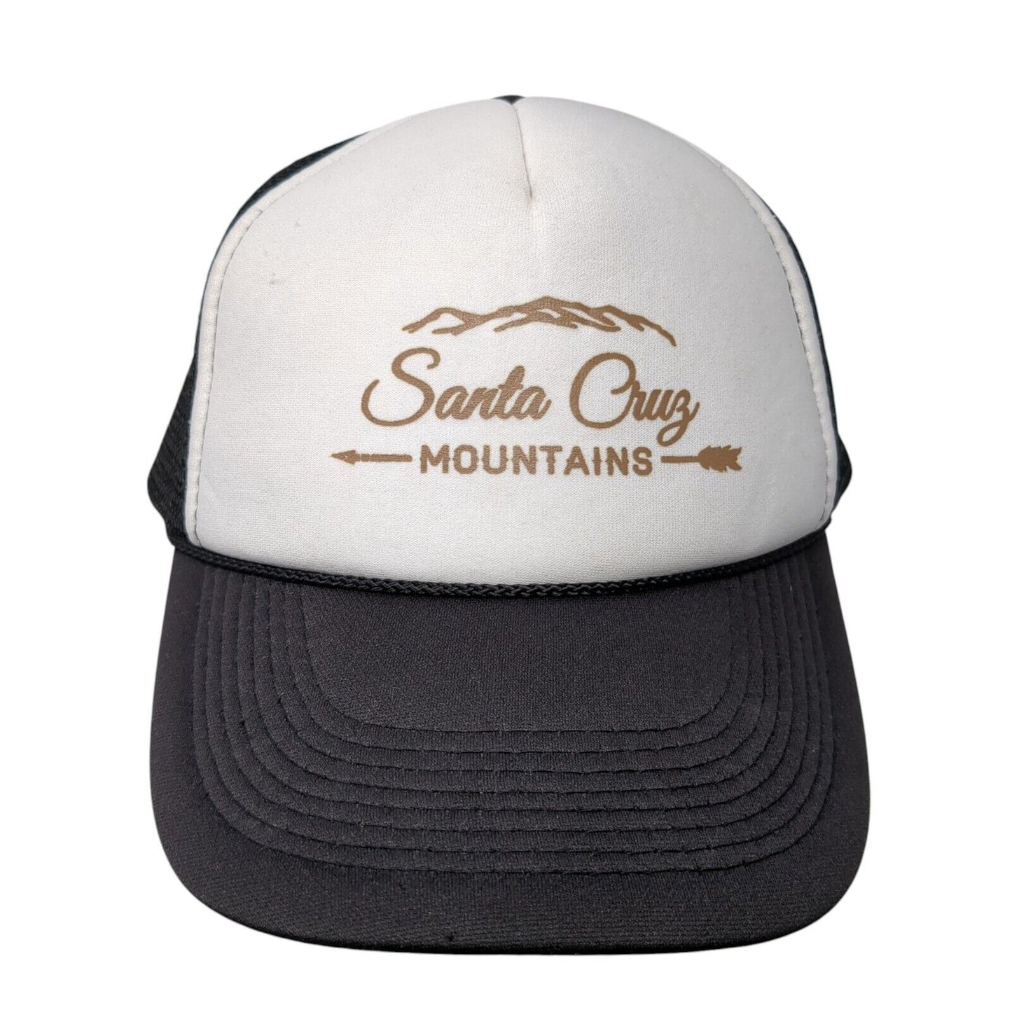 Santa Cruz Mountains Snapback Rope Trucker Hat Black One Size Mesh Back