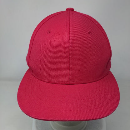 Premium Headwear Snapback Hat Pink One Size Solid 6 Panel Blank