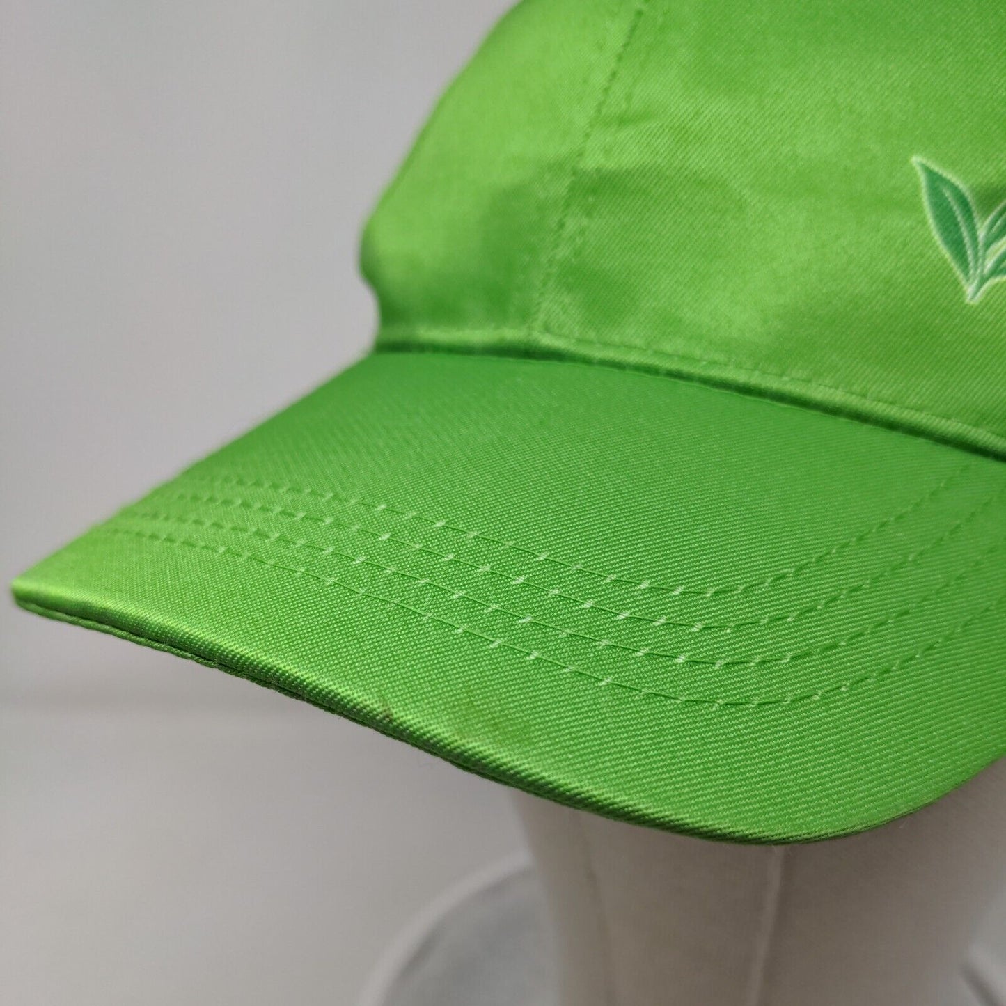 Pure Leaf Strapback Hat Green One Size Embroidered Adjustable 6 Panel