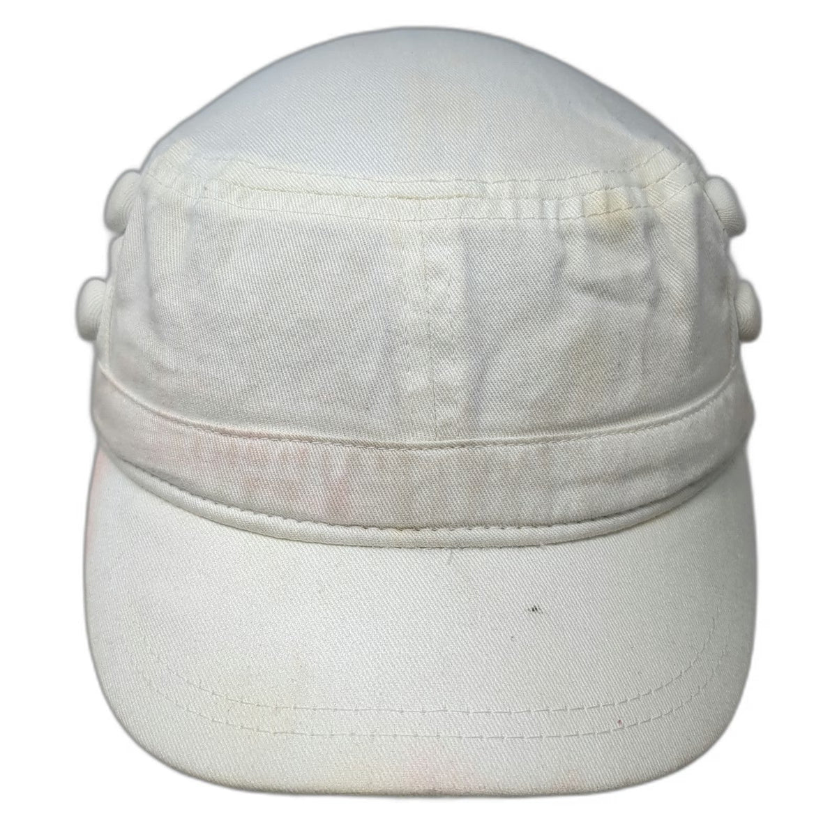 Army Cap White One Size Elastic Back Side Button Blank Plain Cadet Solid Hat