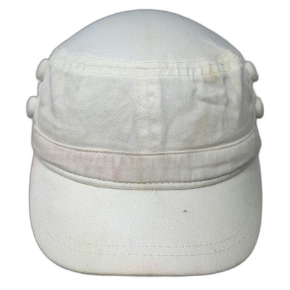 Army Cap White One Size Elastic Back Side Button Blank Plain Cadet Solid Hat