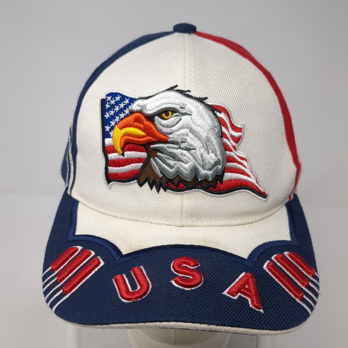USA Flag Eagle Strapback Hat Multi One Size Adjustable Colorblock