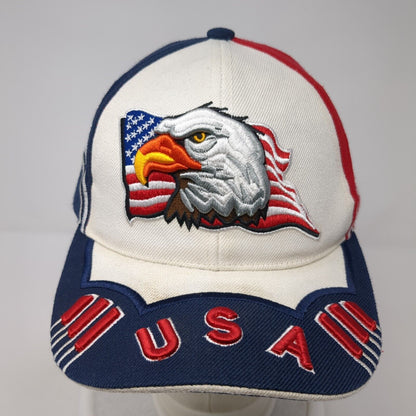 USA Flag Eagle Strapback Hat Multi One Size Adjustable Colorblock