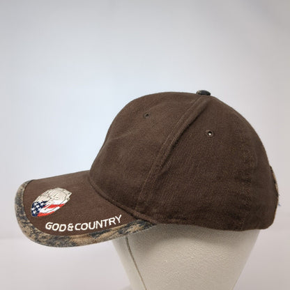 God & Country Strapback Hat Brown OSFA Adjustable Embroidered Freedom Rock Point