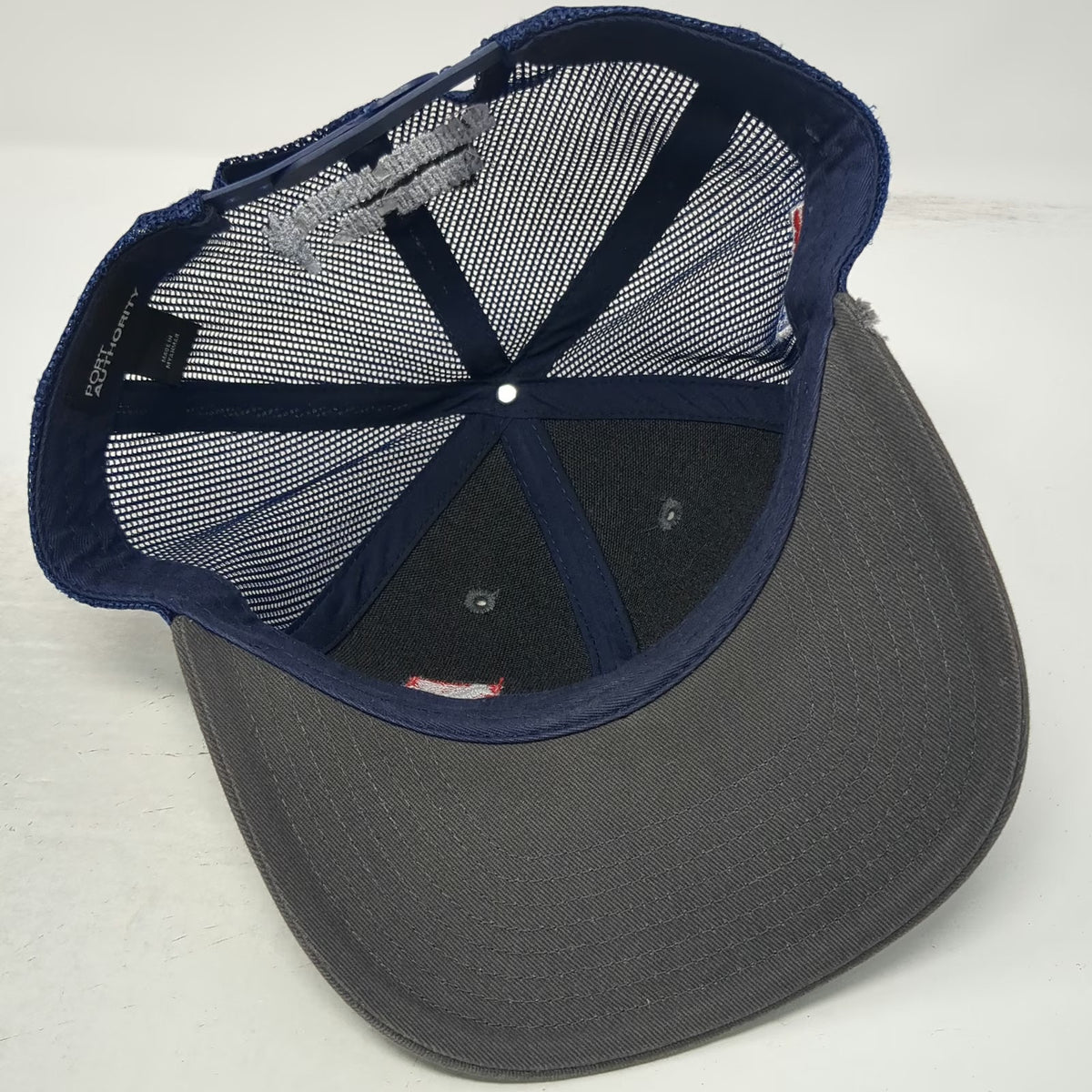 Port Authority Trucker Hat Gray Blue One Size American Flag Scuba JM Thomas