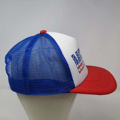 The Lord of the Wigs White Blue Red Trucker Hat One Size Merica Flag Graphic